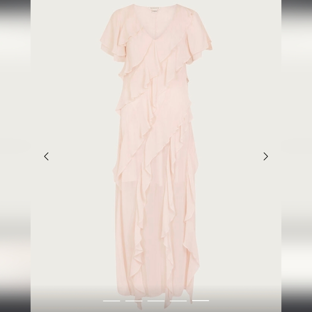 Monsoon Renata Ruffle Maxi Dress Pink